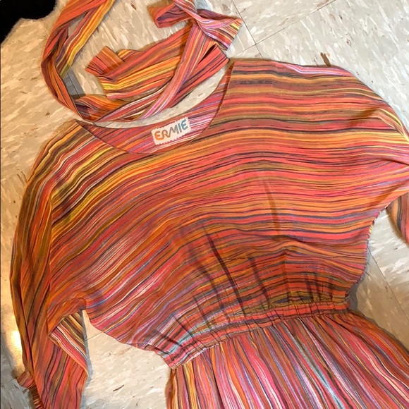 Ermie silk Watercolor painted striped dress - Picture 10 of 10